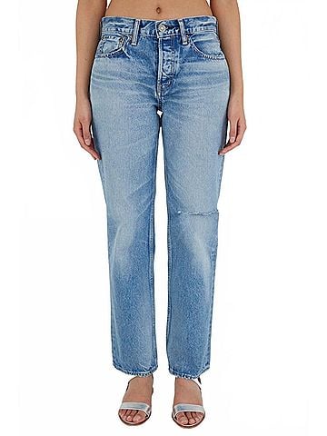 MOUSSY Ballard Wide Straight Jeans in Light Blue (view 2)