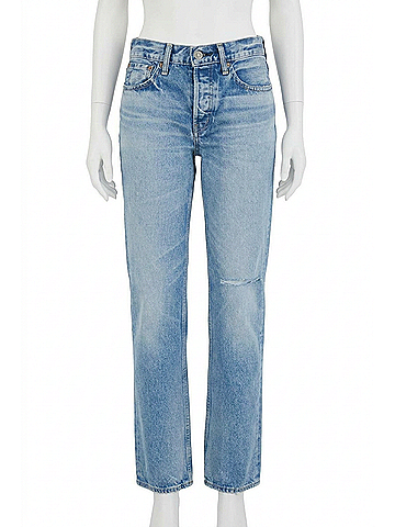 MOUSSY Ballard Wide Straight Jeans in Light Blue (view 1)