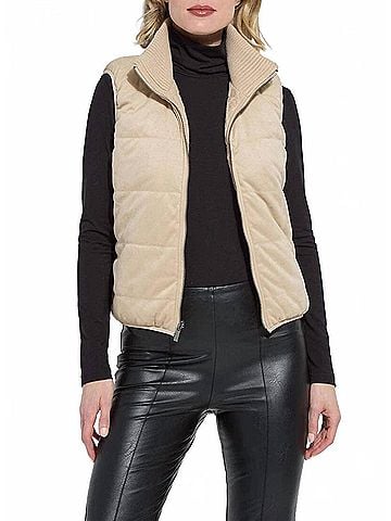 Lyssé Petra Reversible Puffer Sweater Vest in Beige (view 2)