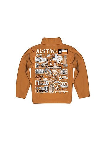 Vive La Fete Kid's Austin Texas Performance Fleece Jacket in Orange (view 2)