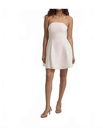 Favorite Daughter Strapless Linen Mini Dress in Bright White (view 2)