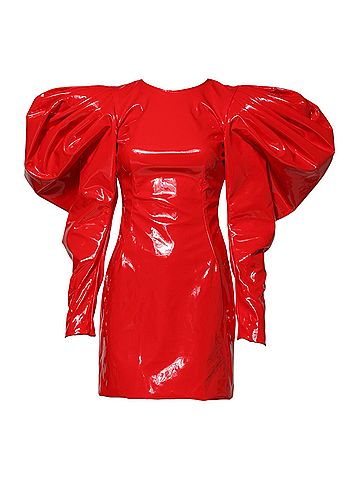 Dolce & Gabbana Basic Red Patent Leather Puff Sleeves Mini Women's Dress (view 1)