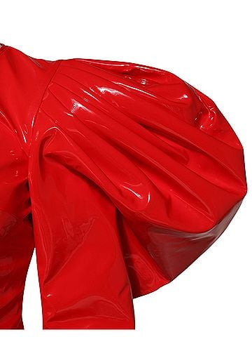Dolce & Gabbana Basic Red Patent Leather Puff Sleeves Mini Women's Dress (view 2)