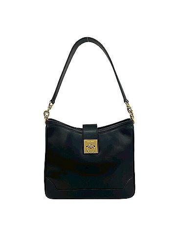 Céline CELINE Vintage Ring Hardware Logo Calf Leather Semi-Shoulder Tote Bag Black 39252 (view 1)