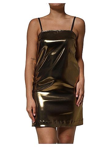 Dolce & Gabbana Basic Metallic Gold Sleeveless A-line Mini Women's Dress (view 1)