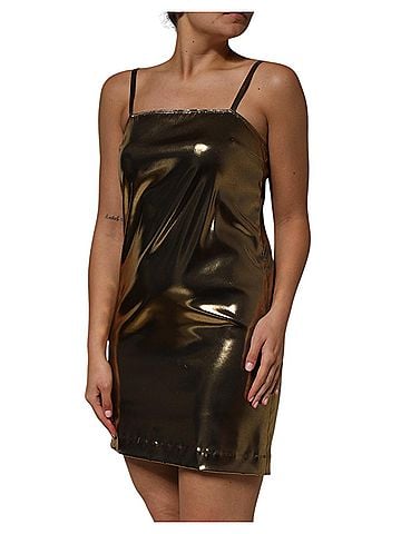 Dolce & Gabbana Basic Metallic Gold Sleeveless A-line Mini Women's Dress (view 2)