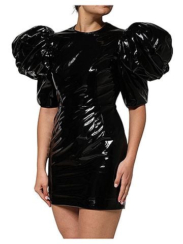 Dolce & Gabbana Basic Black Bodycon Sheath Puff Sleeve Mini Women's Dress (view 2)