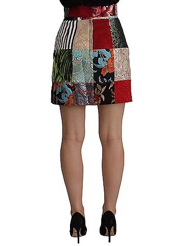 Dolce & Gabbana Basic Multicolor Patchwork A-line Polyester Women's Skirt (view 2)