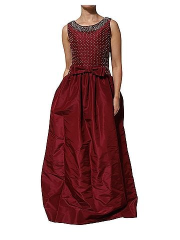 Dolce & Gabbana Basic Burgundy Silk Beaded Evening Gown Women's Dress (view 1)