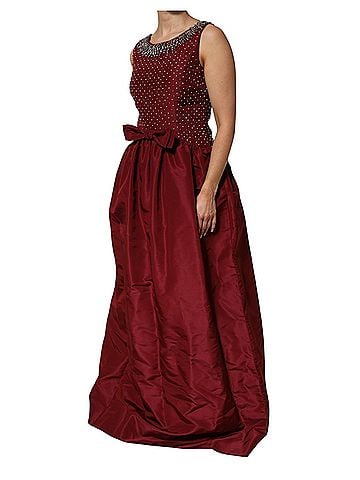 Dolce & Gabbana Basic Burgundy Silk Beaded Evening Gown Women's Dress (view 2)