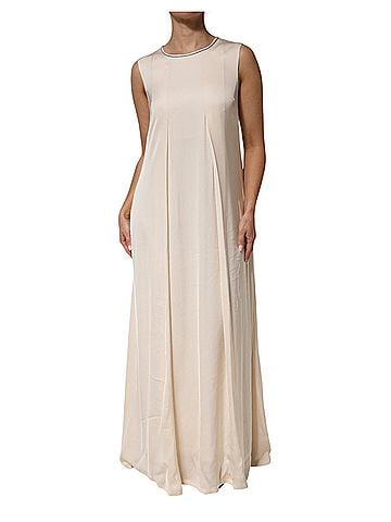 Peserico Beige Viscose Pleated Sleeveless Long Maxi Women's Dress (view 1)