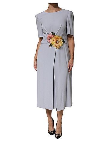 Dolce & Gabbana Basic Light Blue Viscose Blend Floral Applique Women's Dress (view 1)