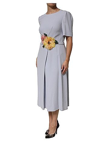 Dolce & Gabbana Basic Light Blue Viscose Blend Floral Applique Women's Dress (view 2)