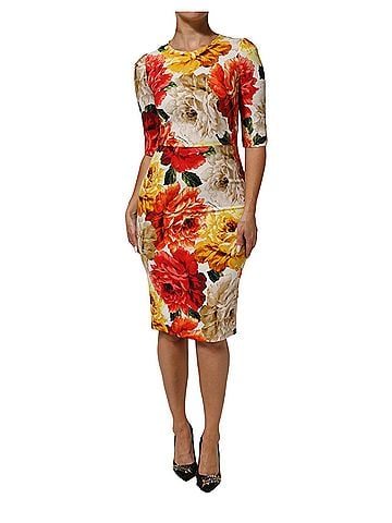 Dolce & Gabbana Basic Multicolor Floral Print Viscose Sheath Women's Dress (view 1)