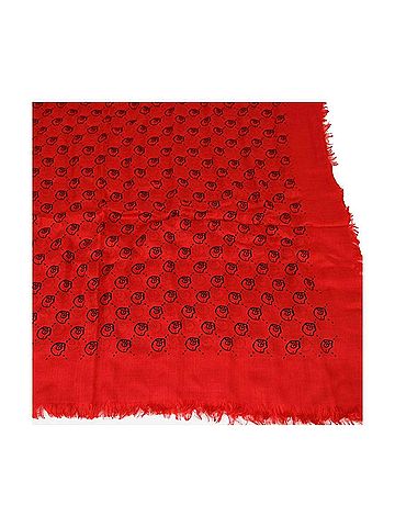 Gucci Women's Ghost Red Modal / Silk GG Skull Print Large Square Scarf (view 1)