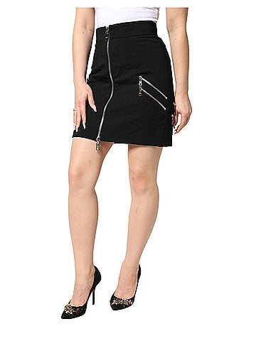 Dolce & Gabbana Basic Black Polyester Zipper High Waist Mini Women's Skirt (view 2)