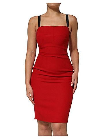 Dolce & Gabbana Basic Red Stretch Bodycon Sheath Knee Length Women's Dress (view 1)