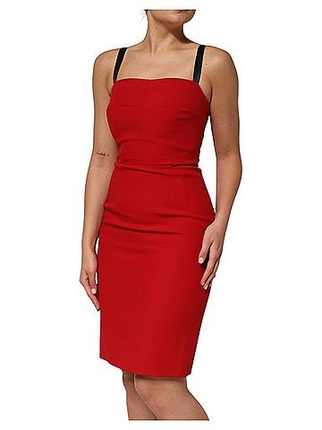 Dolce & Gabbana Basic Red Stretch Bodycon Sheath Knee Length Women's Dress (view 2)