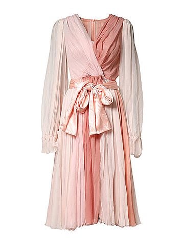 Dolce & Gabbana Basic Pink Silk Tulle Long Sleeve V-neck Women's Dress (view 1)