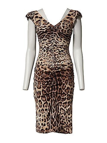 Dolce & Gabbana Basic Brown Leopard Sleeveless Sheath Midi Women's Dress (view 1)