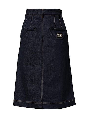 Dolce & Gabbana Basic Dark Blue Cotton A-line Denim Midi Women's Skirt (view 2)