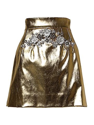 Dolce & Gabbana Basic Gold Acetate Crystal High Waist Mini Women's Skirt (view 1)
