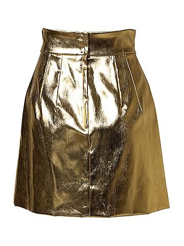 Dolce & Gabbana Basic Gold Acetate Crystal High Waist Mini Women's Skirt (view 2)