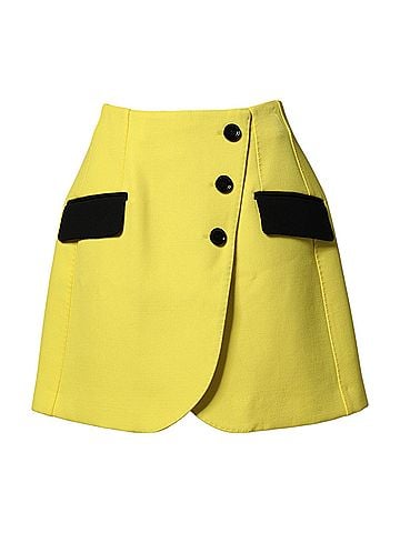 Dolce & Gabbana Basic Yellow Wool Buttoned High Waist Mini Women's Skirt (view 1)