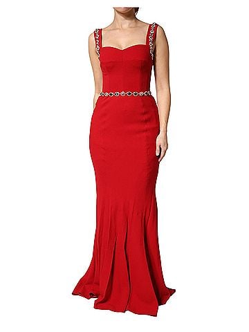 Dolce & Gabbana Basic Red Embellished Sheath Mermaid Gown Women's Dress (view 1)