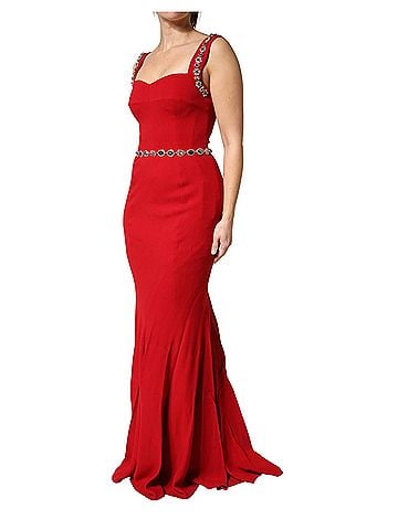 Dolce & Gabbana Basic Red Embellished Sheath Mermaid Gown Women's Dress (view 2)