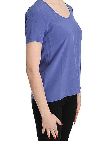 Patrizia Pepe Silk Purple Short Sleeve Casual Top Women's Blouse (view 2)