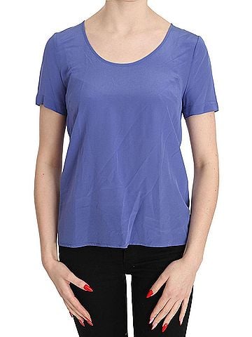 Patrizia Pepe Silk Purple Short Sleeve Casual Top Women's Blouse (view 1)