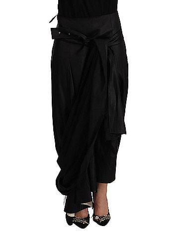 Céline Acetate Black High Waist Wrap Style Asymmetric Women's Skirt (view 1)