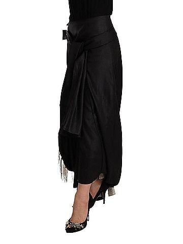 Céline Acetate Black High Waist Wrap Style Asymmetric Women's Skirt (view 2)