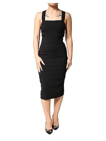 Dolce & Gabbana Basic Black Square Neck Sleeveless Midi Women's Dress (view 1)
