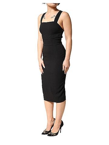 Dolce & Gabbana Basic Black Square Neck Sleeveless Midi Women's Dress (view 2)