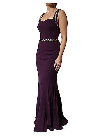 Dolce & Gabbana Basic Violet Embellished Sheath Mermaid Gown Women's Dress (view 2)