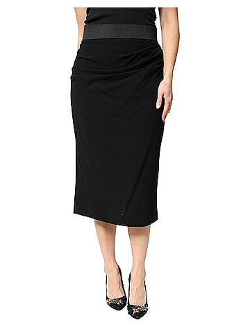 Dolce & Gabbana Basic Black Wool High Waist Pencil Cut Midi Women's Skirt (view 1)