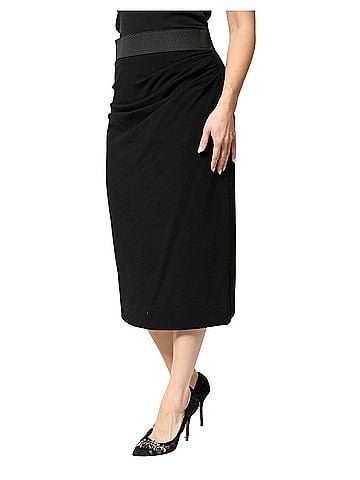 Dolce & Gabbana Basic Black Wool High Waist Pencil Cut Midi Women's Skirt (view 2)