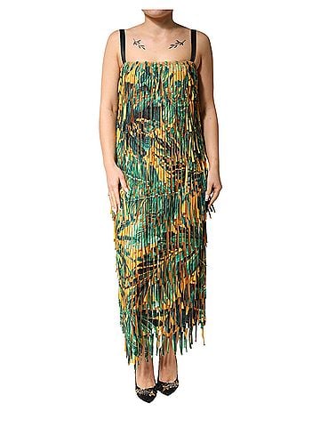 Dolce & Gabbana Basic Multicolor Tropical Print Fringe Maxi Women's Dress (view 1)