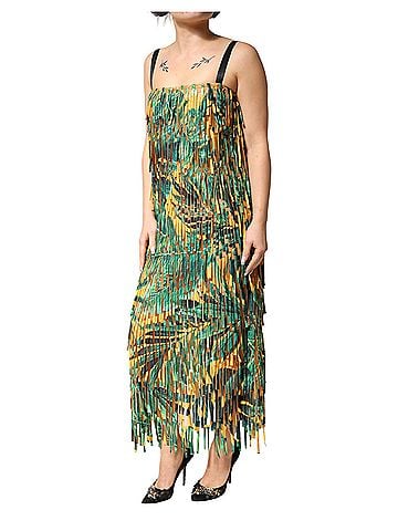 Dolce & Gabbana Basic Multicolor Tropical Print Fringe Maxi Women's Dress (view 2)