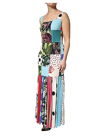 Dolce & Gabbana Basic Multicolor Patchwork Silk Sleeveless Women's Dress (view 2)