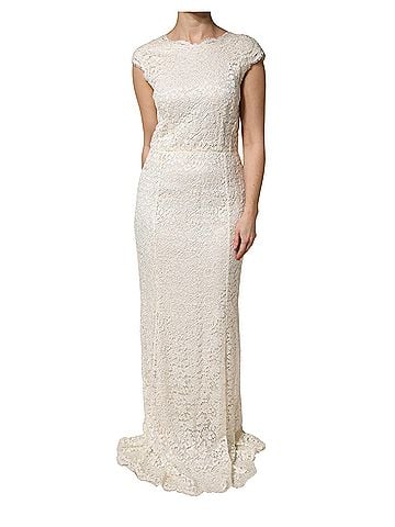 Dolce & Gabbana Basic White Lace Viscose Sheath Long Gown Women's Dress (view 1)