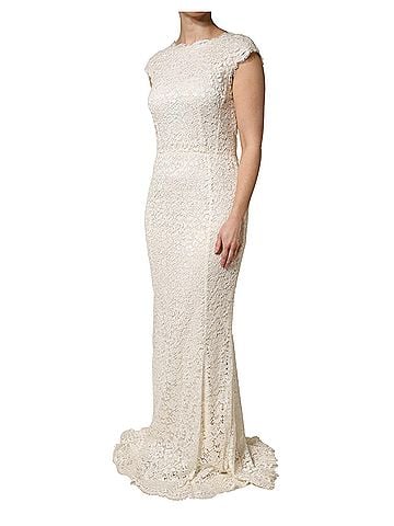 Dolce & Gabbana Basic White Lace Viscose Sheath Long Gown Women's Dress (view 2)