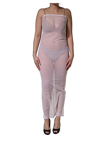 Dolce & Gabbana Basic White Sheer Nylon Stretch Sheath Maxi Women's Dress (view 1)