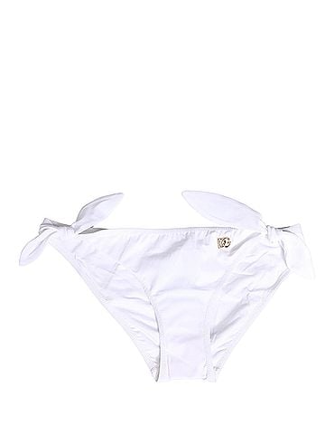 Dolce & Gabbana Basic White Nylon DG Logo Plaque Bikini Bottom Women's Swimwear (view 1)