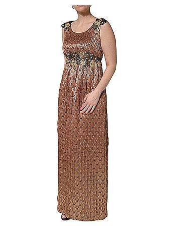Dolce & Gabbana Basic Brown Metallic Crystal Evening Gown Women's Dress (view 2)