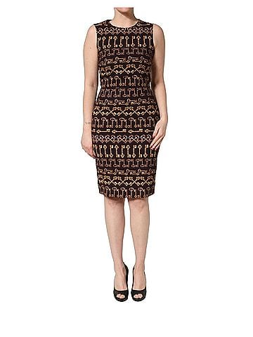 Dolce & Gabbana Basic Brown Keys Fitted Sheath Knee Length Women's Dress (view 1)
