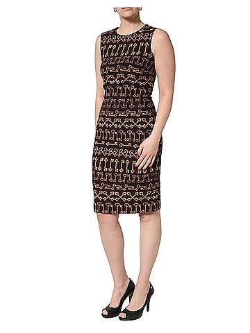 Dolce & Gabbana Basic Brown Keys Fitted Sheath Knee Length Women's Dress (view 2)