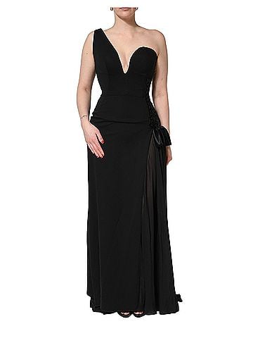 Dolce & Gabbana Basic Black One Shoulder Neckline Long Gown Women's Dress (view 1)